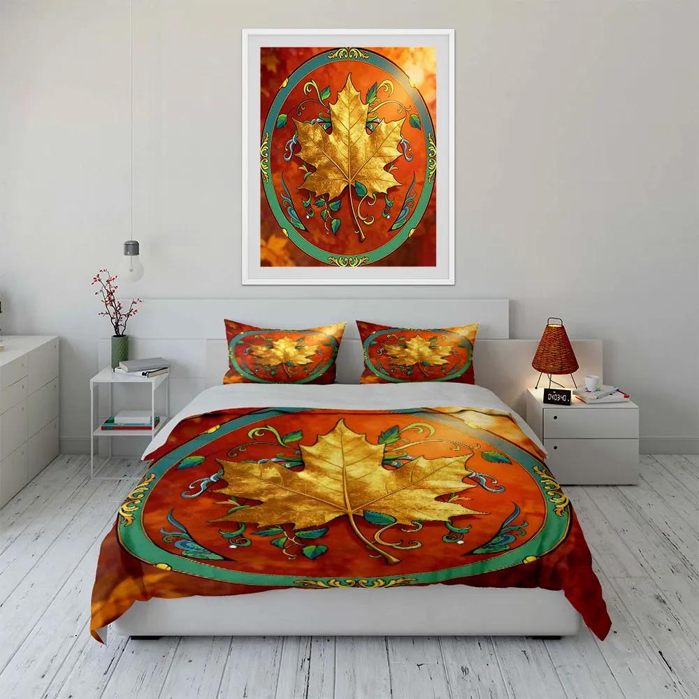 Autumn Leaves Decorative Set Soft Comfortable Duvet Cover Bedding Set Included 1*Duvet Cover & 2*Pillowcases gift