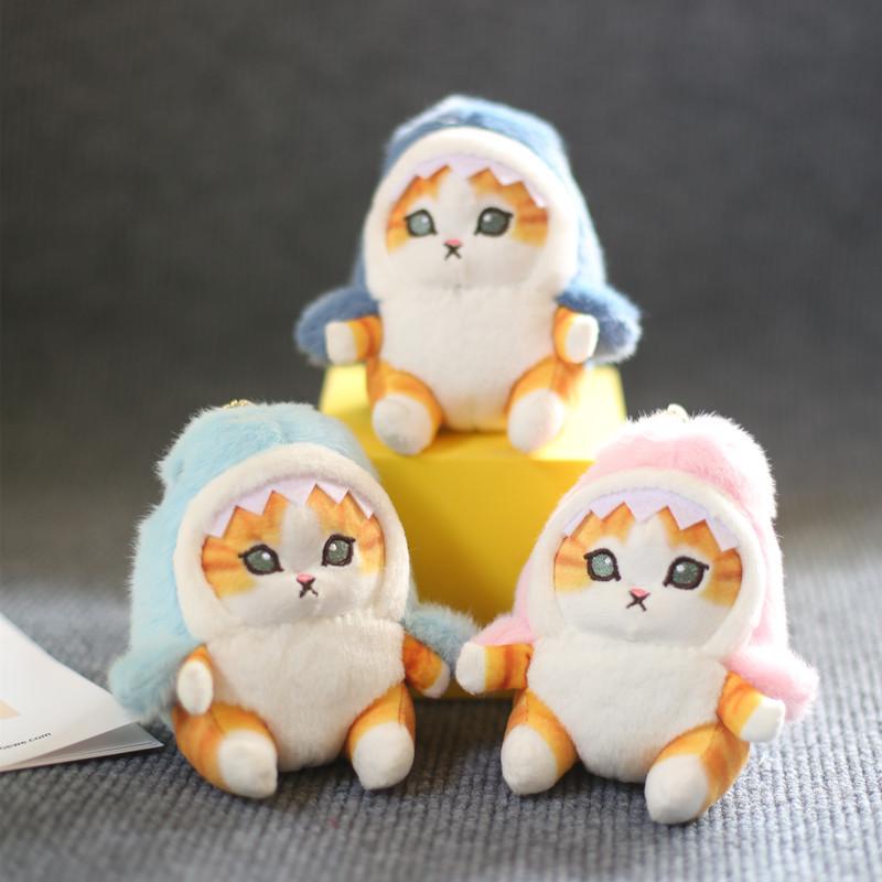Cartoon Cute Shark Cat Pendant Plush Toy Doll Kitten Bag Hanging Keychain Doll