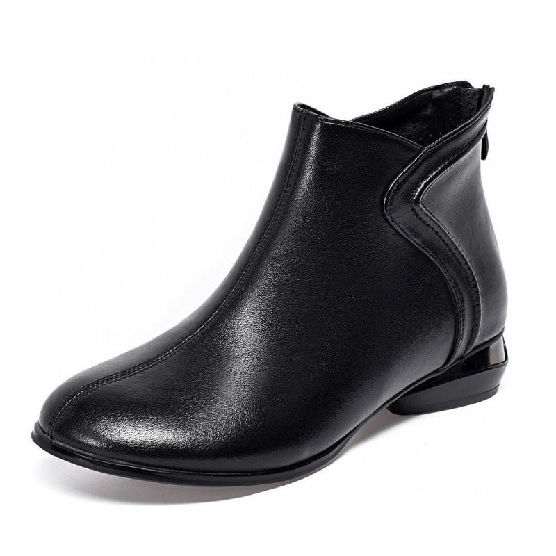 Short Boots Leather Boots Flat Cotton Boots