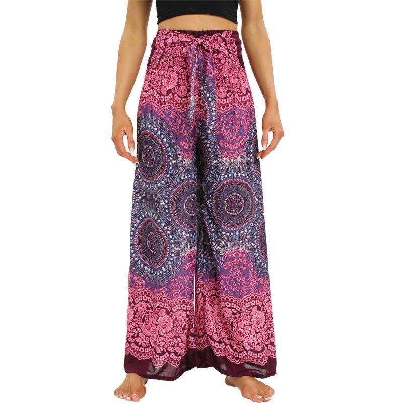 

K003 New Arrival Cross-Border Bohemia Casual Loose Rayon Culottes Fashion Ethnic Summer Loose Leg Drape K00302 compass rose purple All yards