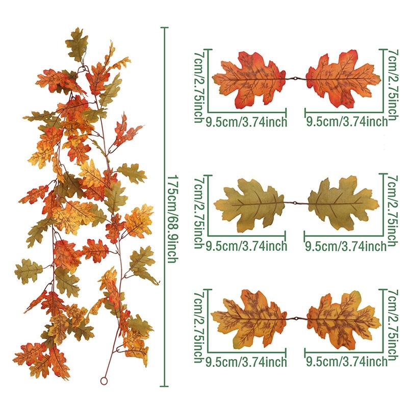 Artificial Maple Leaves Halloween Thanksgiving Decoration Autumn Fall Leaf Simulated Maple Leaf Garland Fallen Leaves Rattan