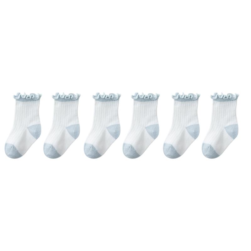 3 Pair/set Kids Socks Elastic Cuffs Breathable Mesh Design for Daily Use 0-5 Years Old Comfortable Summer Footwear
