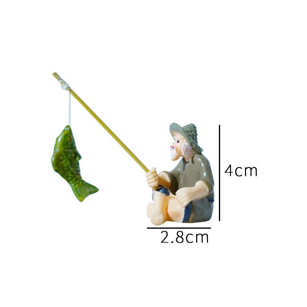 DIY Old Man Fishing Ornament Aquascape Decorative Fish Tank Decoration  Rockery Landscape Ornaments