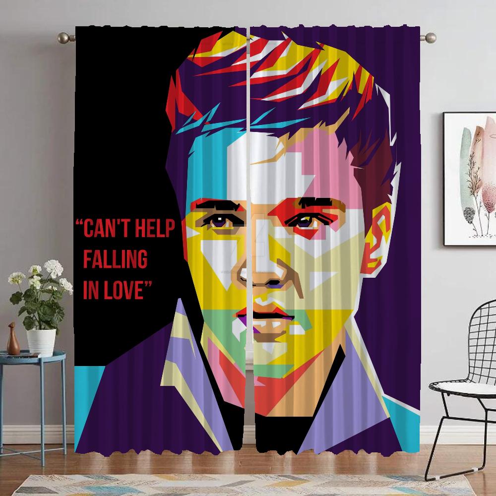 

Шторы для кухни Elvis для гостиной, занавески для домашнего интерьера, 2 шт., тюль для спальни, перегородки, затемняющие шторы для детей W50xH70cmx2pcs-CL