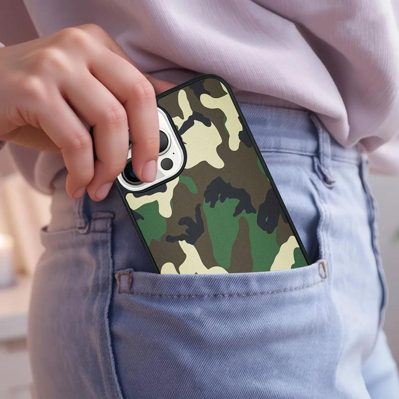Green Camouflage Phone Case For iPhone 17 Air 15 16e 14 13 Pro Max Coque 12 11 Pro Max PLUS Cover