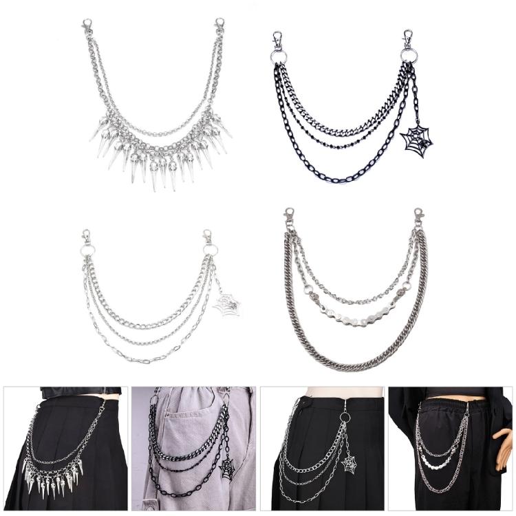 Punk Side Chain Trendsetting Halloween Cobweb Pant Jewelry Layered Body Chain Trousers Street Clothing Accessories
