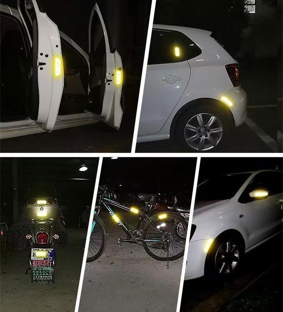 10Pcs Car Bumper Safety Warning Reflective Stickers Secure Reflector Stickers Reflective Warning Strip Tape Decals 30*80mm