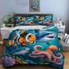 Aquatic Creatures and Ocean Scene Bedding Set for Kids Luxury Gift 3pcs Digital Print Comforter Set Soft Comfortable Breathable