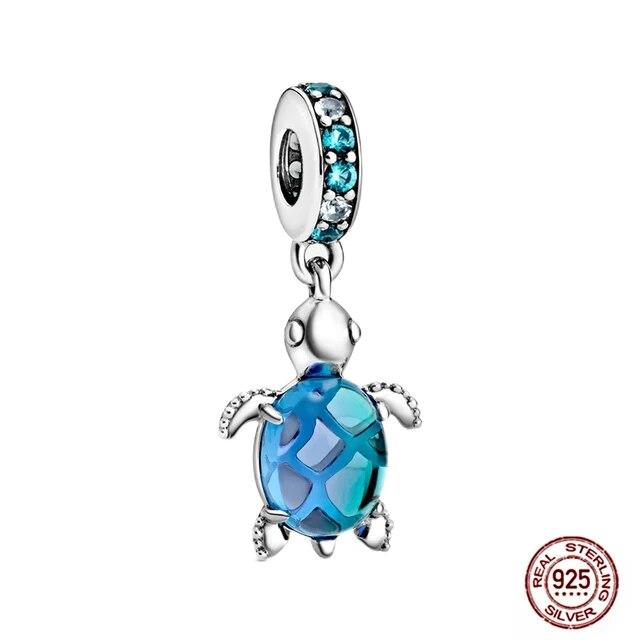 Charms FitFashion 925 Silver Original Bracelet Luminous Firefly Butterfly Turtle Feather Blue Eyes Beads DIY Daily Jewelry Gift
