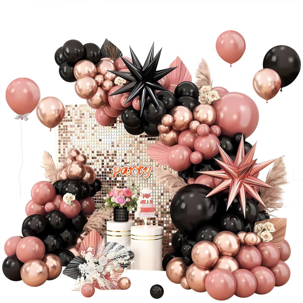 Explosive Star Vintage Pink Balloon Chain Set Birthday Decoration Graduation Wedding Celebration