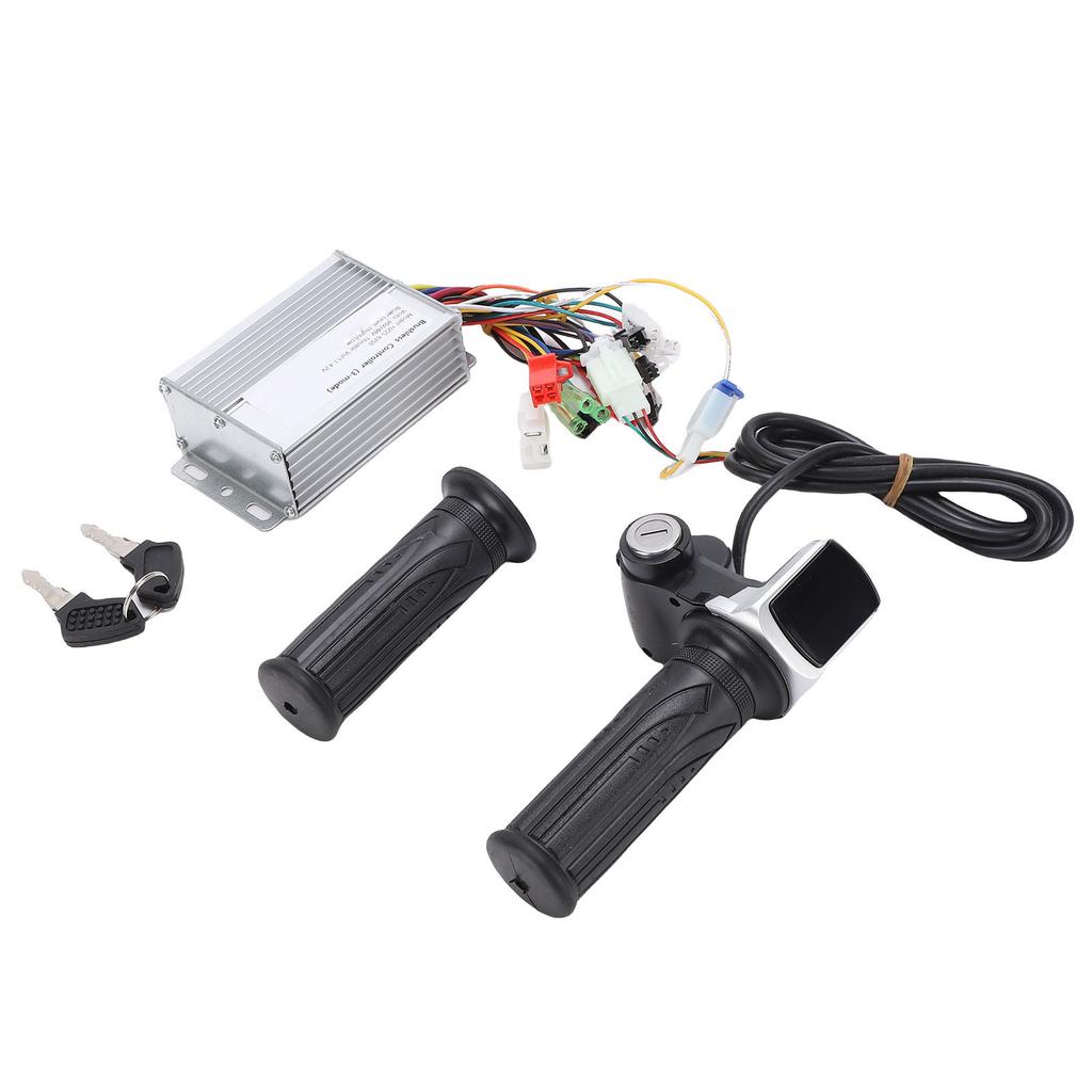 Electric Bike Controller Kit Brushless Motor Controller with Throttle Handle Grip Keys for Electric Scooter Modification