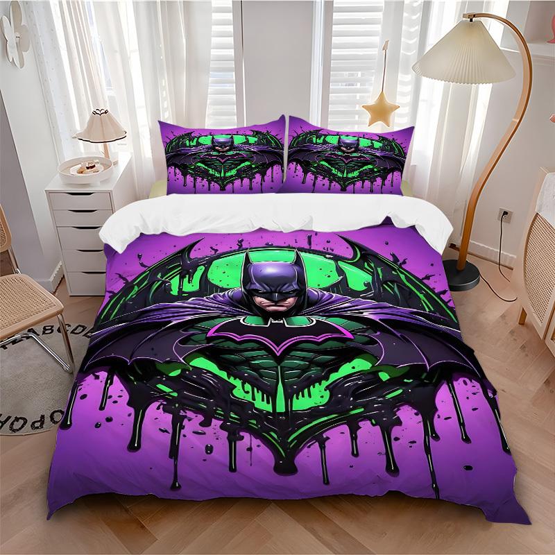 

3pcs Batman Art Bedding Set, Soft Polyester Duvet Cover and Pillowcases Machine Washable Seasons all suitable & Guest Room Decor229 135x200cm