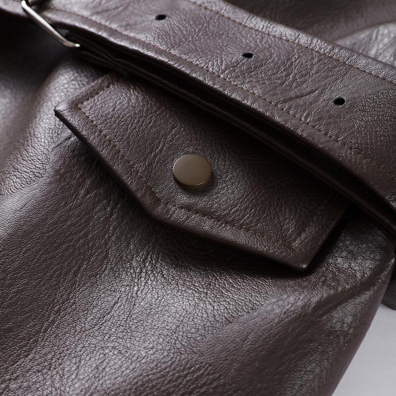 Zipper Lapel Lace-up Loose Leather Jacket Women's Motorcycle Style Short Jacket Fashion Streetwear Autumn 2025