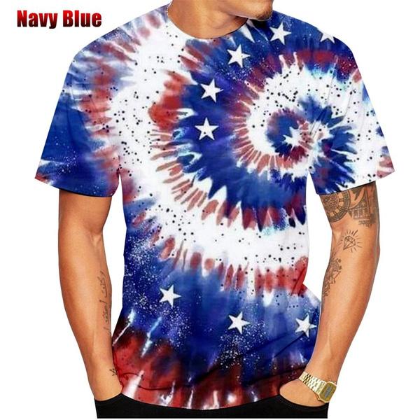 

Футболка с коротким рукавом с принтом градиента Tie Dye 3D, новая модная мужская забавная готическая футболка S синий