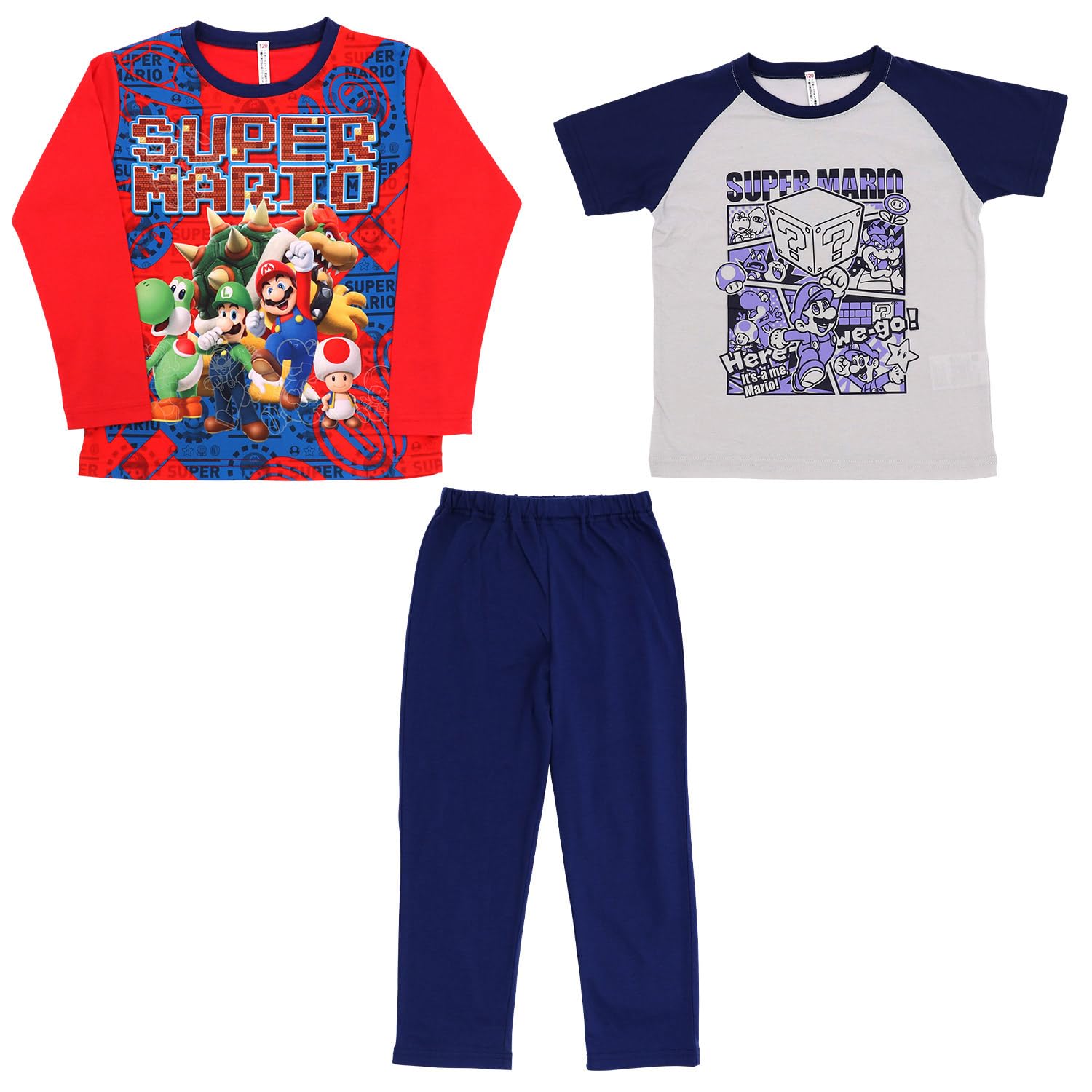 

Pajama Set Bandai Super Mario 2TOPS Knit Pajamas Boys 572 Red [Airin] Shines! (110cm/120cm/130cm/140cm) (Red/Blue) червоний