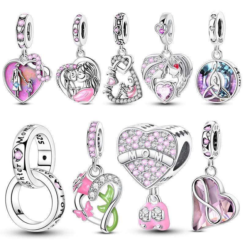 Heart Shaped Mother'S Day Elements Pendant Charm Beads Fits Bracelets Bangle Necklace Women Luxury Diy Fine Dangle Bead Jewelry