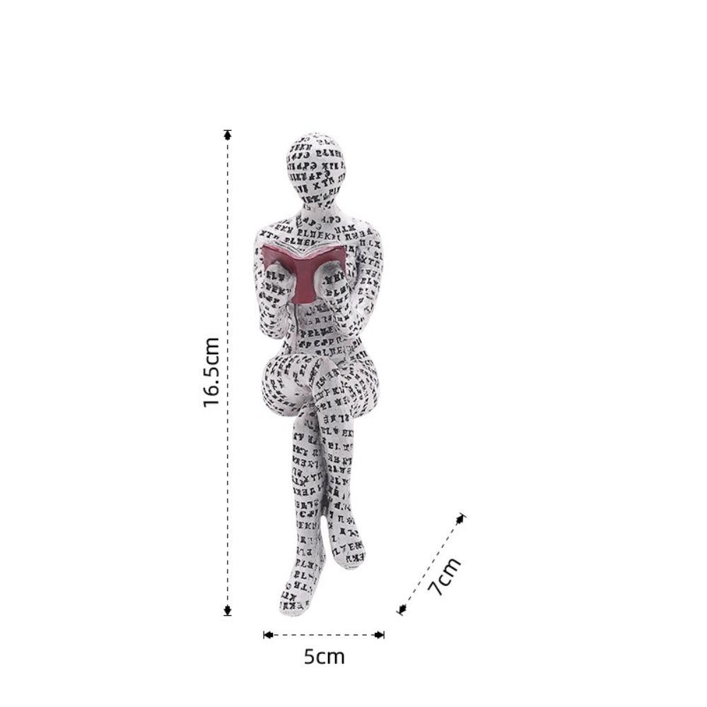 Creative Mini Reading Woman Figurine Thinker Style Nordic Modern Abstract Sculptures Resin Simple Art Sculpture Bookshelf Decor