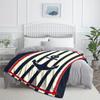 Nautical Anchor Stripe Design FleeceBlanket Navy Blue White Red Rope Border Soft Plush Throw Blanket for BeachHouseCoastal Style