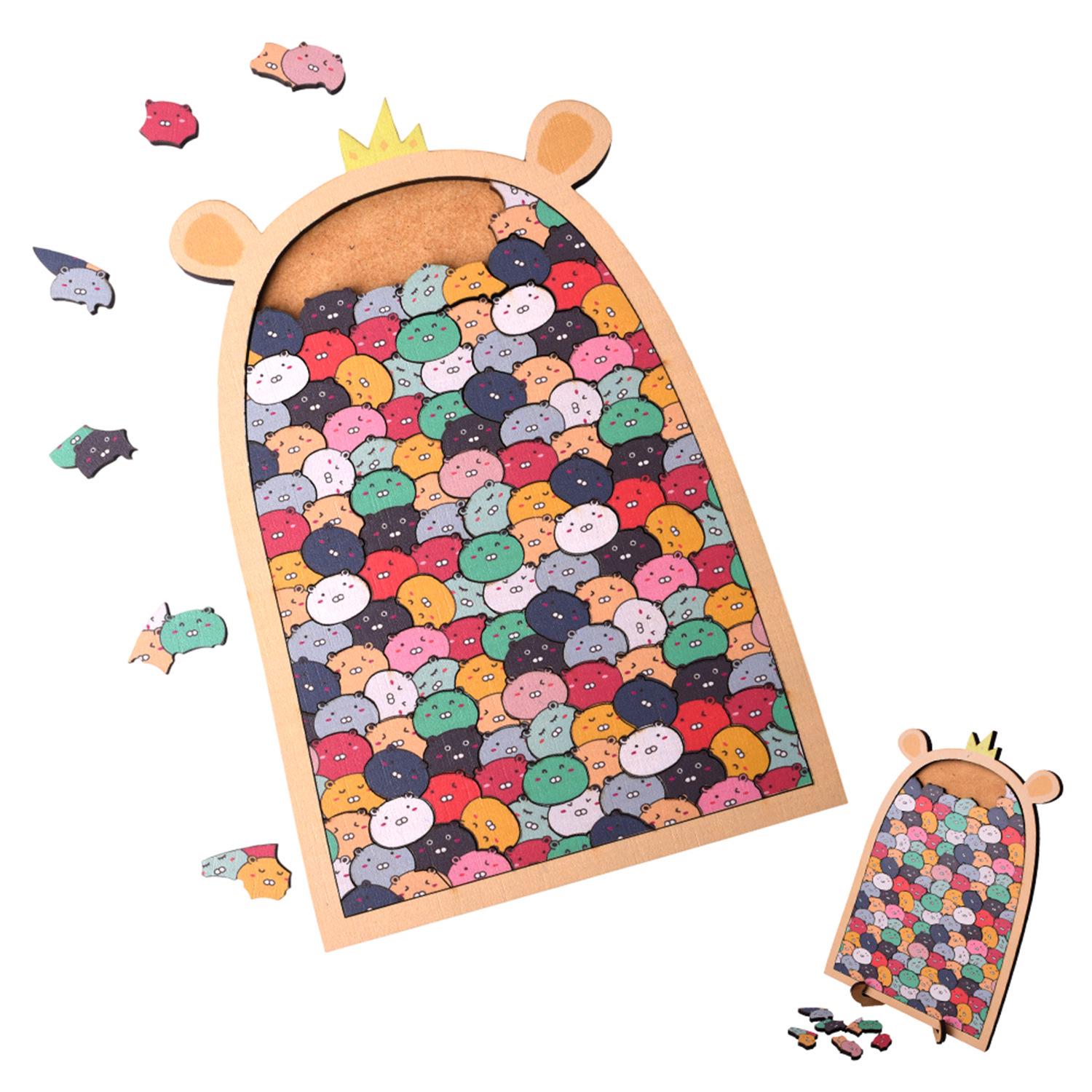 

Dango Bear Creative Wooden Irregular Jigsaw Puzzle: Hell Difficulty Brain-Burning Gift for Friends and Besties