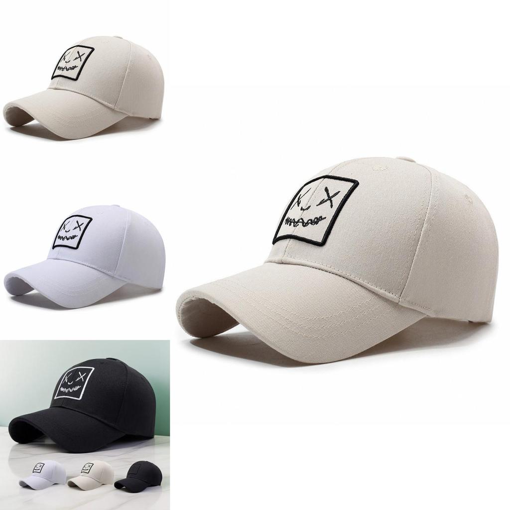 Baseball Cap With Embroidered Face Expression For Sun Protection And Trendy Style For Men And Women
