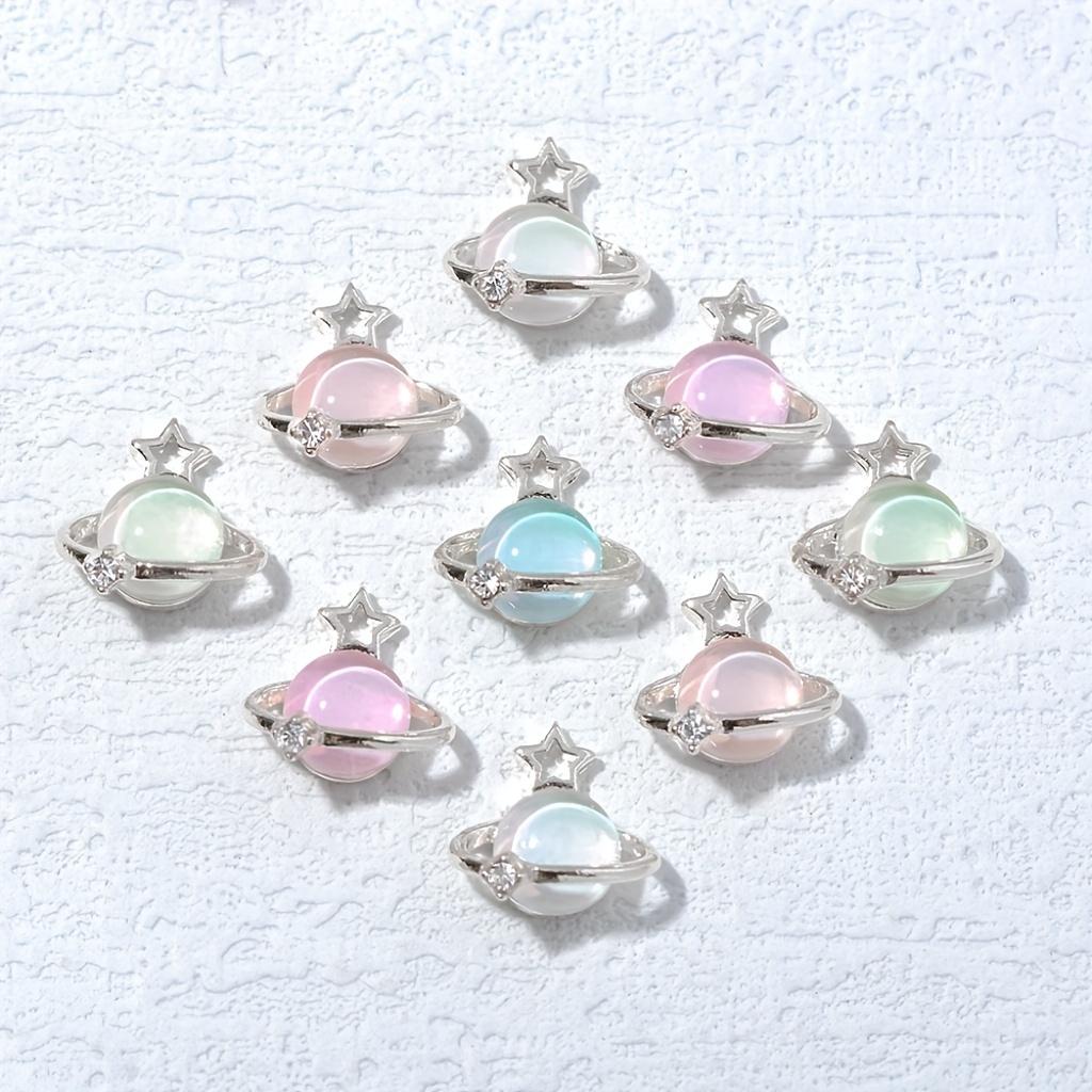 Light Luxury Nail Accessories (20Pcs) - Star Cat's Eye & Earth Planet Jewelry for Nail Art Decor