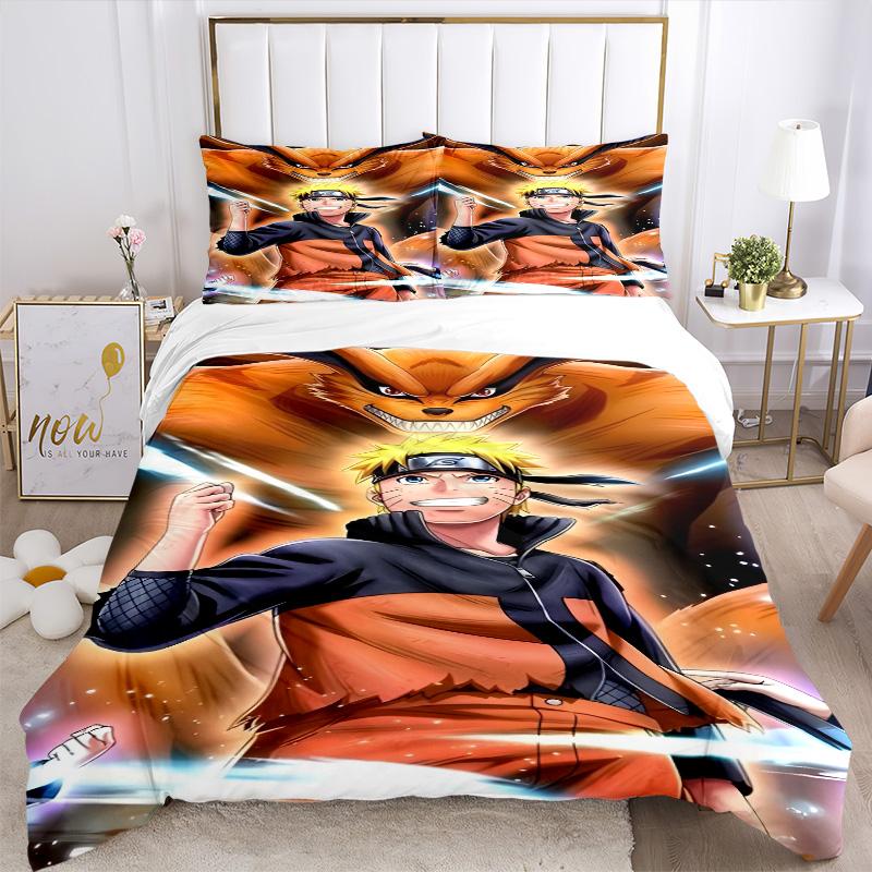 N-Narutos Fox Power Print 3Pcs Bedding Setduvet Cover With 2 Bedropillowcase Home Birthday Gift