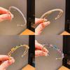 Geometric Zircon Metal Open Cuff Bracelet With Sparkling Stones For Women Fashion Jewelry