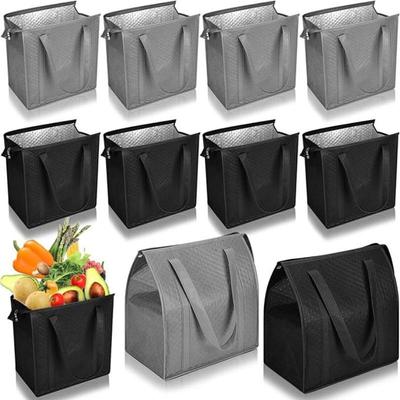 Große Isolierte Wiederverwendbare Einkaufstasche mit Reißverschluss & Vordertasche, Hält Stundenlang Kühl/Warm Für Camping Picknick, Angeln, Einkaufen