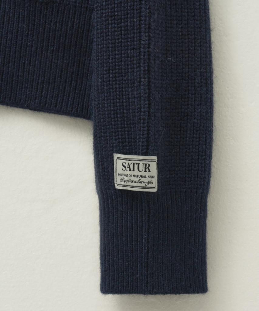 Seteo Button-Up Sailor Half Knit Zip-Up Navy