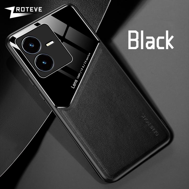 

Чехол Y22 из искусственной кожи, автомобильный магнитный жесткий чехол для ПК для VIVO Y22 Y22S Y02S Y21 Y21S Y33S VivoY22 VivoY22s VivoY21 чехлы для телефонов CHINA&For Vivo Y22 2022 чёрный