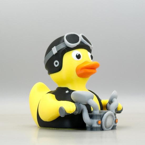 Spartan Warrior Duck Figurine, 3D Printed Motorcycle Rider Duck Statue, Cartoon Yellow Duck Tabletop Ornament, Gift Duck Lovers