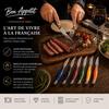 6er Set Tischmesser - BON APPETIT - 23 cm - Edelstahlklinge - Bunte Griffe - Leicht gezahnte Klinge