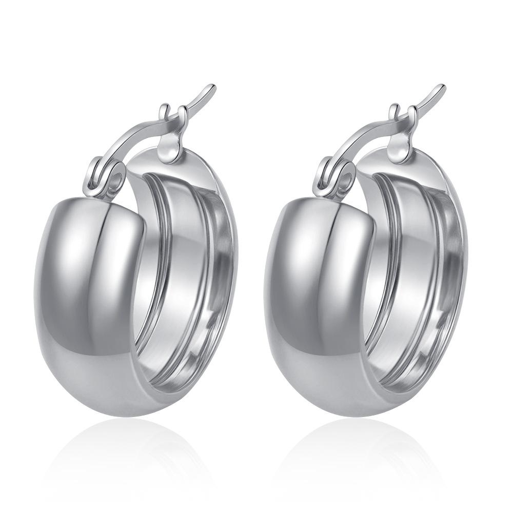 European and American fashion simple ins wind round earrings French women's explosive combination series titanium steel niche titanium steel earrings