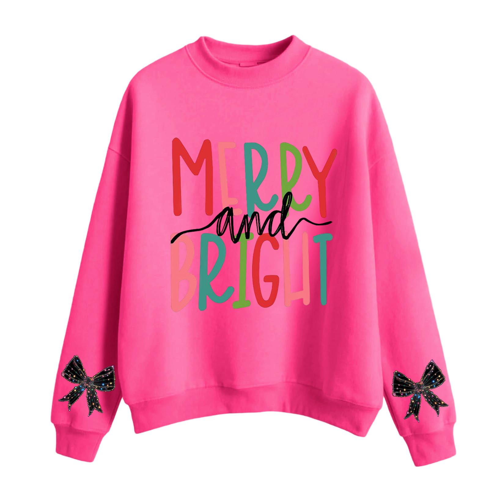 

Women s Fashion Casual Round Neck Long Sleeve Christmas Printed Sweatshirt XL