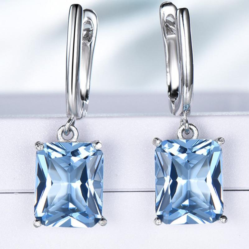 Gica Gema Boucles d'oreilles en argent Sterling S925 pour femmes, bijoux à géométrie carrée, magnifiques, de tempérament fin, cadeau d'anniversaire