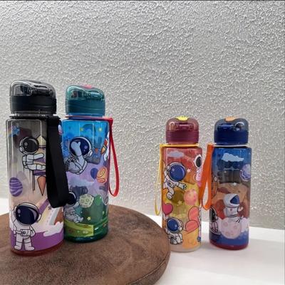23.67oz Let's Go Space Astronaut Sports Water Bottle with Straw, Leakproof & Portable, BPA-Free PC, High Temperature Resistant