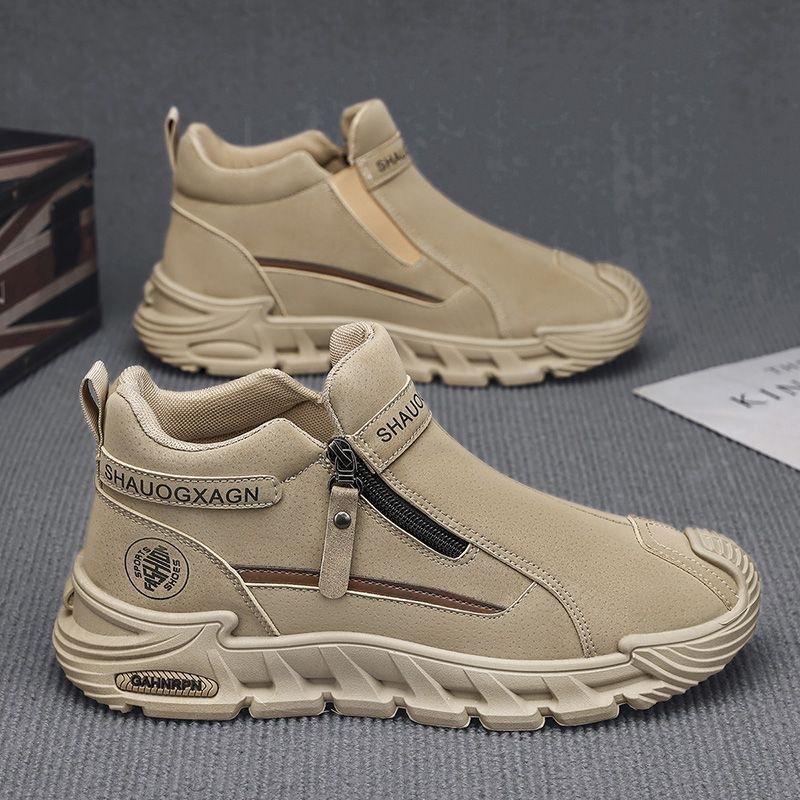 Pantofi de lucru casual pentru bărbați, la modă, cu fermoar, versatili, pantofi de exterior pentru bărbați pentru alpinism, adidași antiderapanți, rezistenți la uzură, Zapatos Para Hombre