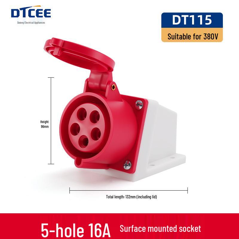 Industrial 16/32A Non-Explosion Proof Aviation Socket with 3-Core, 4-Core, 5-Core Connectors, Three-Phase, Four-Wire, 380V.