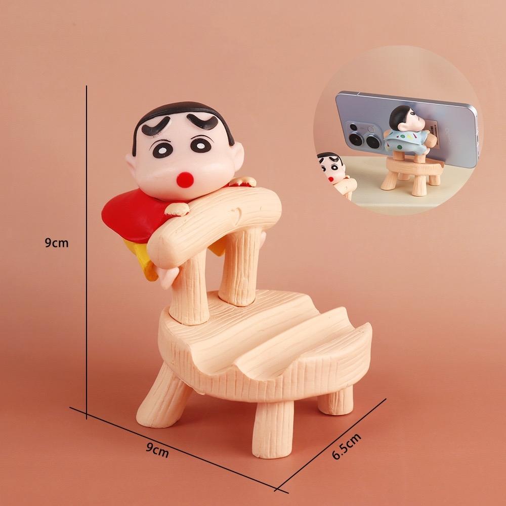 Crayon Shin Chan 9cm Anime Figure Kawaii Phone Holder Accessories Cartoon Action Figure Model Decorative Desktop Toy Gift