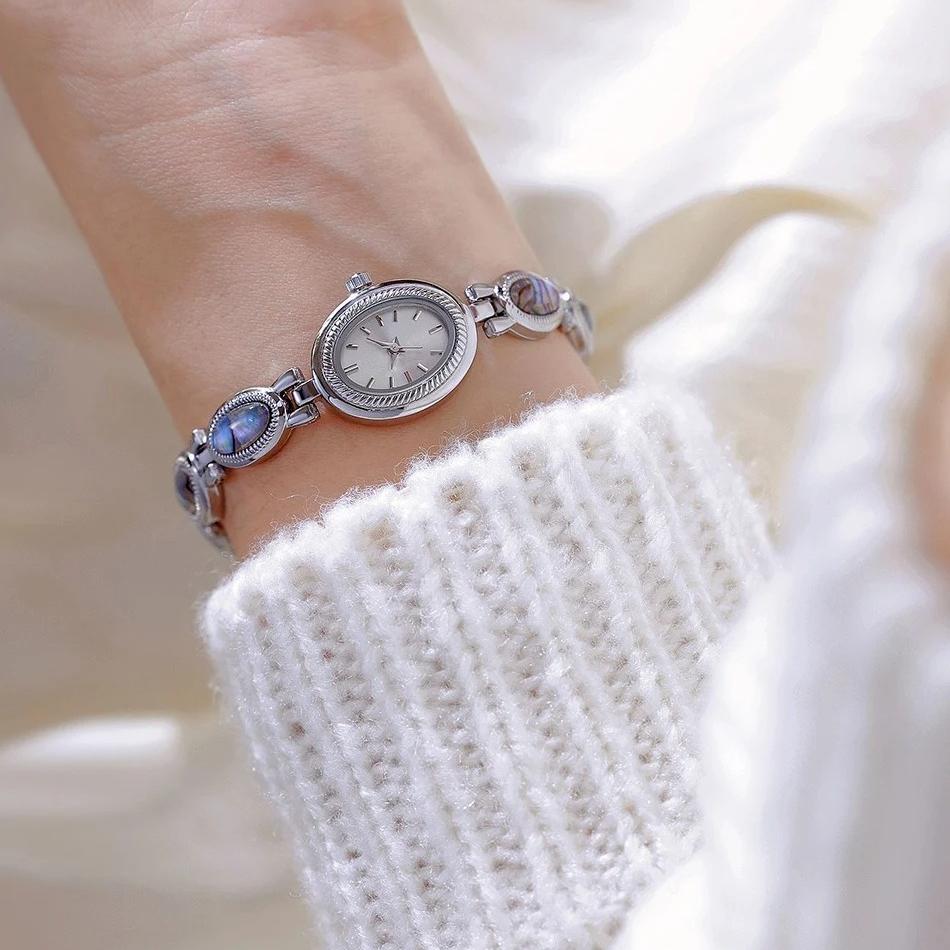 Woman Colorful Shell Vintage Wristwatch Bracelet Dial Analog Quartz Watch Clock Girls Gifts