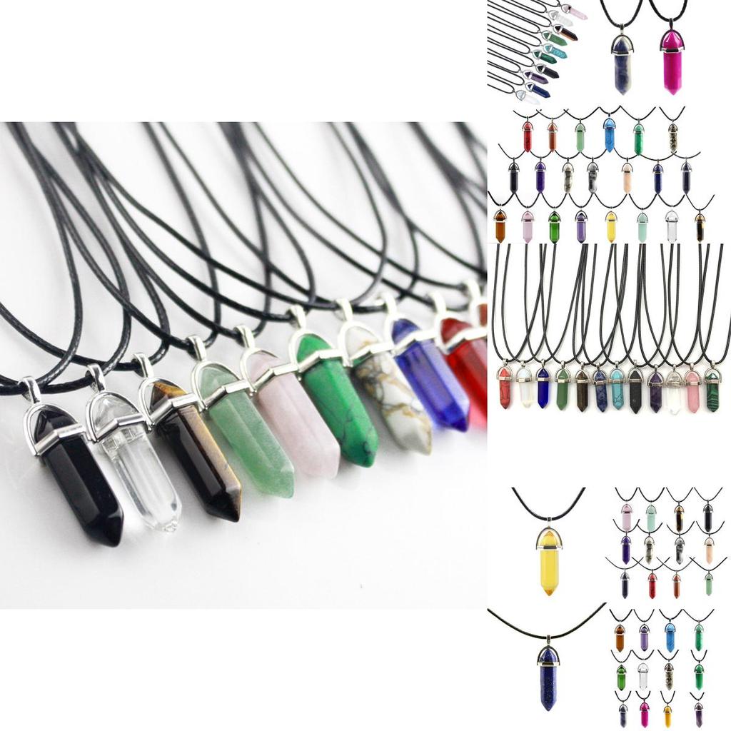 Beautiful Natural Crystal Stone Necklace With Unique Hexagonal Pendant For Healing