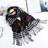 Damen Imitat Kaschmir Warmer Schal Winter Herren Schal Kariertes Design Unisex Strickwaren Schal
