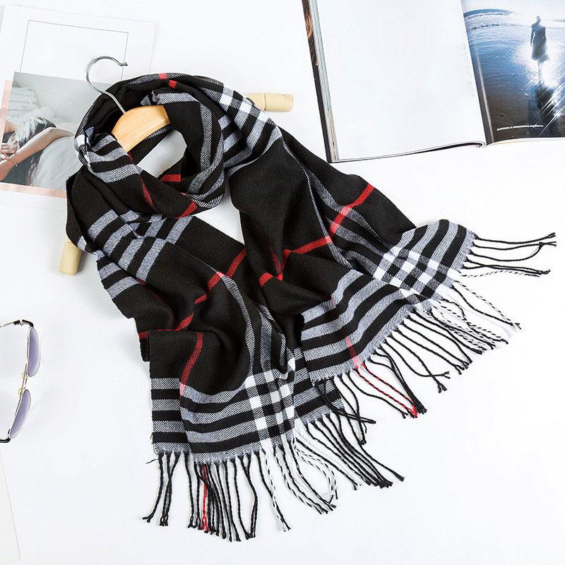 Damen Imitat Kaschmir Warmer Schal Winter Herren Schal Kariertes Design Unisex Strickwaren Schal