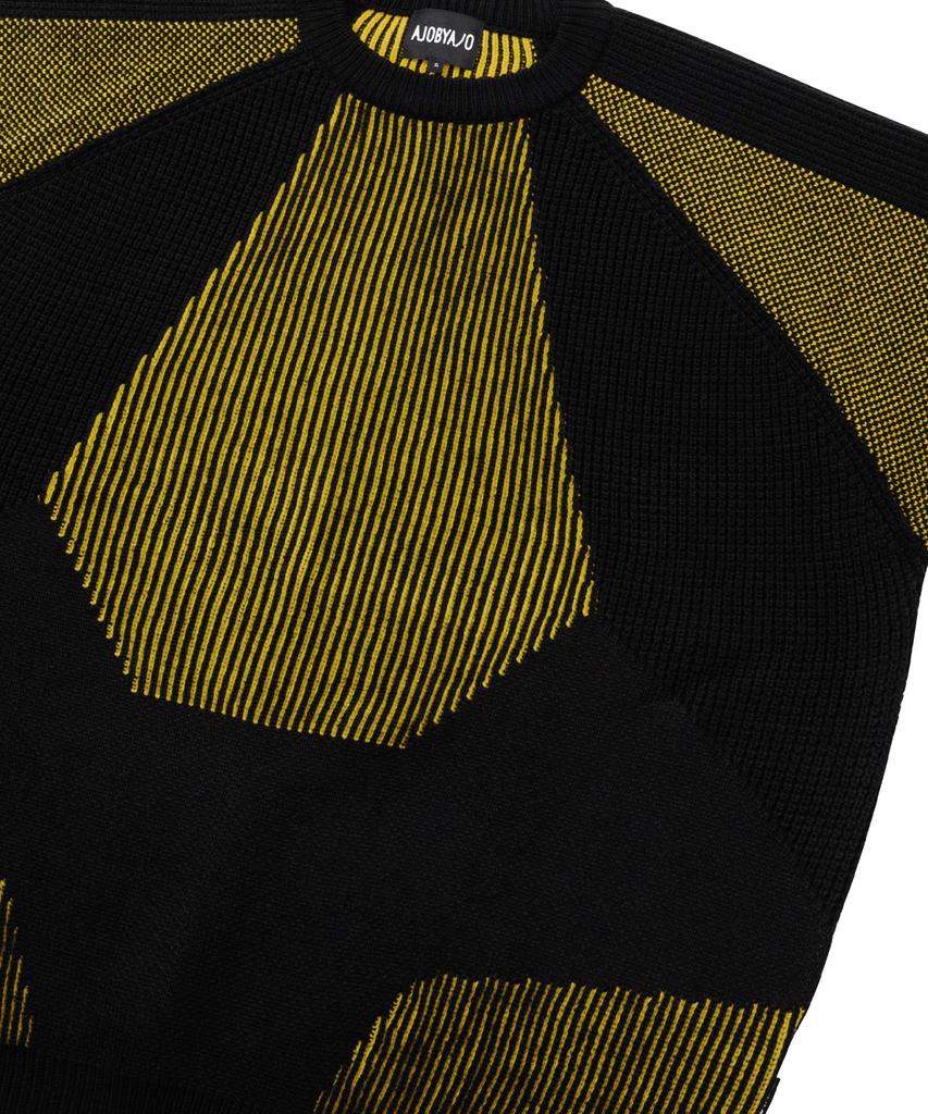 AJOBYAJO Paneled Mixed Knit Sweater [Black]