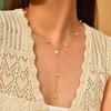 Chic Y-shaped Imitation Pearl Flower Necklace for Women, Stainless Steel Long Tassel Drop Pendant, Exquisite Jewelry Gift