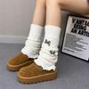Knitted Style Bow Tie Leg Warmers Pile Stockings Stacked Socks Cute Guards Socks  Ballet Style