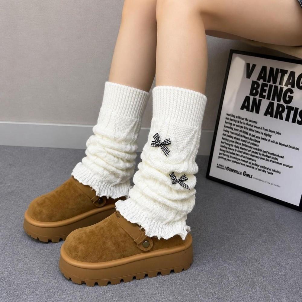 Knitted Style Bow Tie Leg Warmers Pile Stockings Stacked Socks Cute Guards Socks Ballet Style