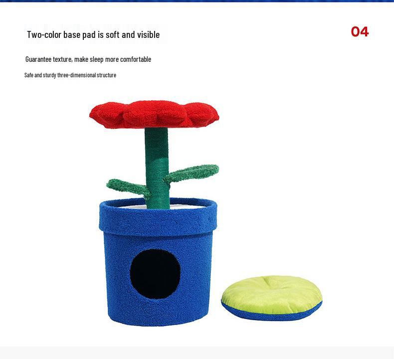 Zeze Money Flower Cat Nest: Enclosed Cat House with Scratching Post, Soft and Breathable.