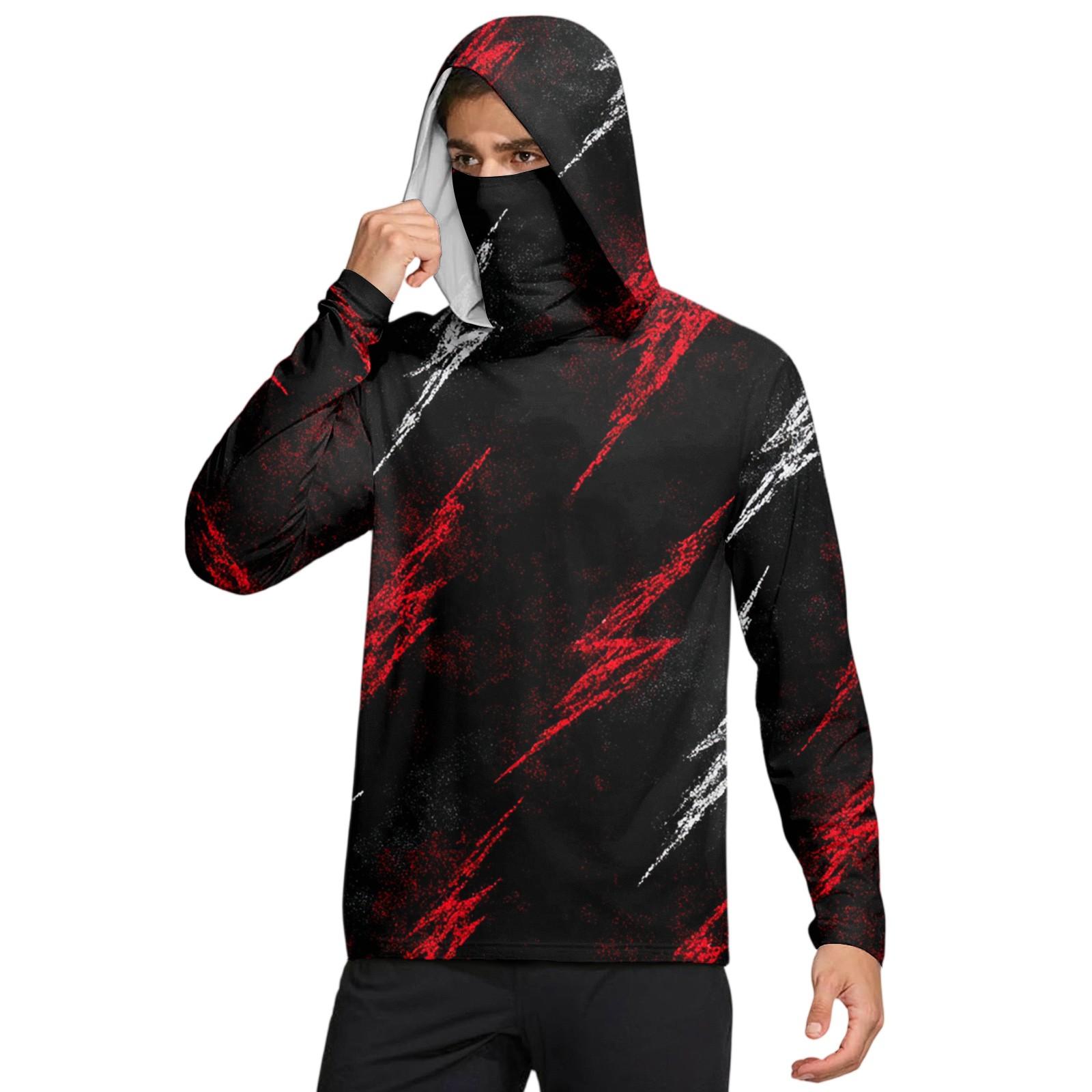 

Мужская рубашка с маской Легкая с длинным рукавом Капюшон Для пеших прогулок Рыбалки Для выступлений XXL