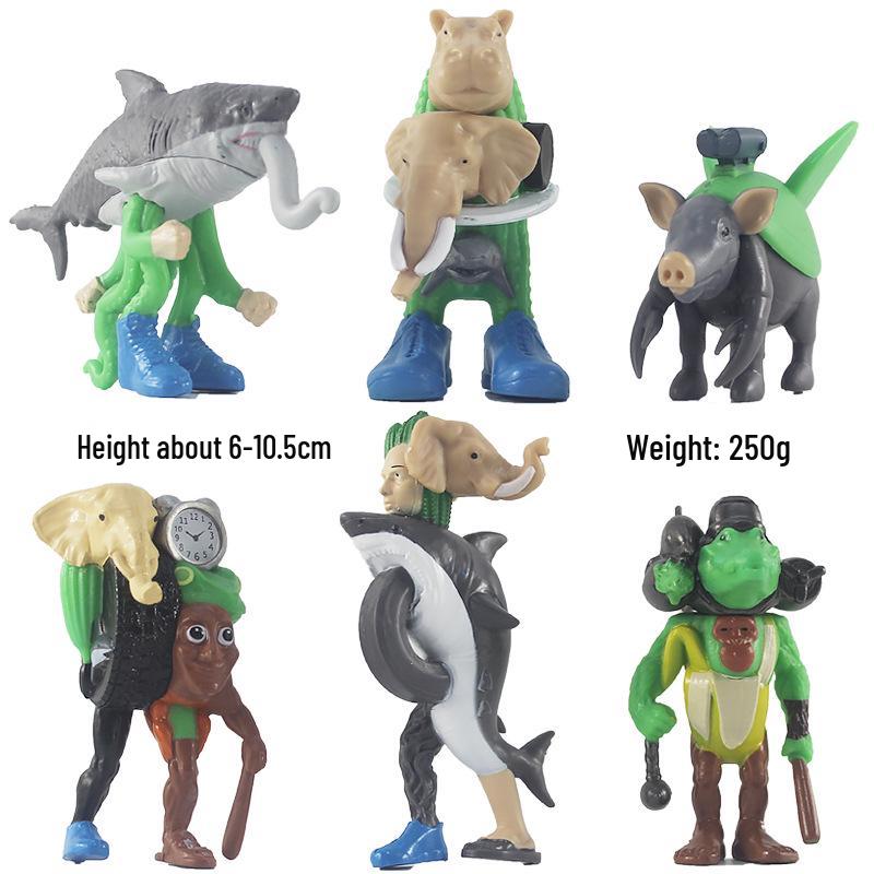 Shan Hai Jing Handcrafted Shark Tong Wooden Stick Doll with Shoes, 3-3.5 Inch Model Toy